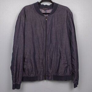 Robert Barakett Harrison cotton and linen blend zip up bomber jacket-XL